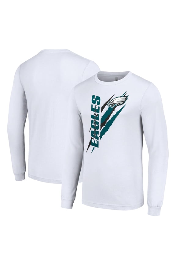 Men's Starter White Philadelphia Eagles Color Scratch Long Sleeve T-Shirt