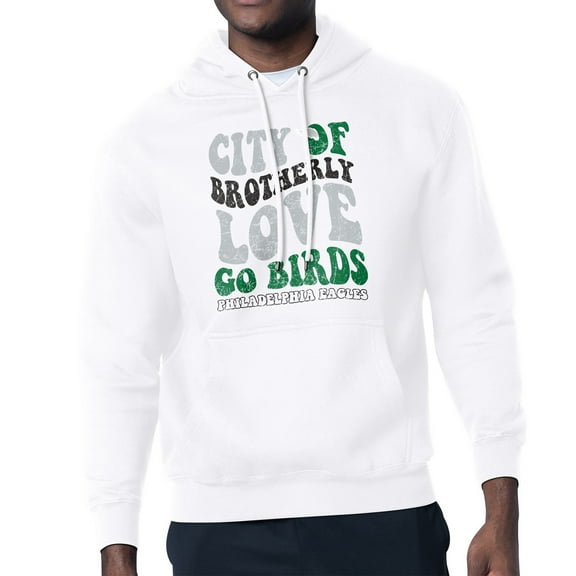 Men's-Starter  White Philadelphia Eagles Distressed Retro City of Brotherly Love Fleece Pullover Hoodie