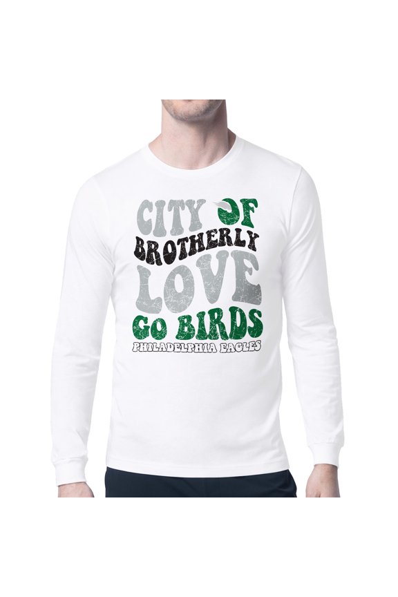 Men's-Starter White Philadelphia Eagles Distressed Retro City of Brotherly Love Long Sleeve T-Shirt