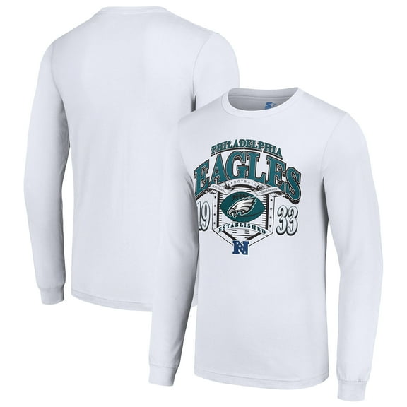Men's Starter White Philadelphia Eagles Retro Long Sleeve Graphic T-Shirt