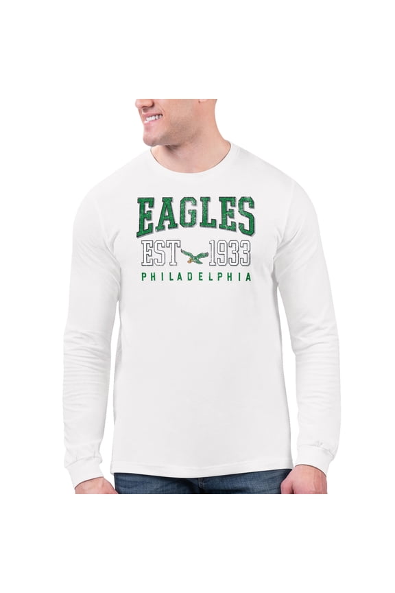 Men's Starter White Philadelphia Eagles Retro Long Sleeve T-Shirt