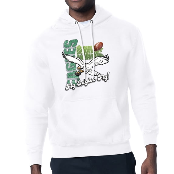 Men's-Starter White Philadelphia Eagles Retro State Field Fleece Pullover Hoodie
