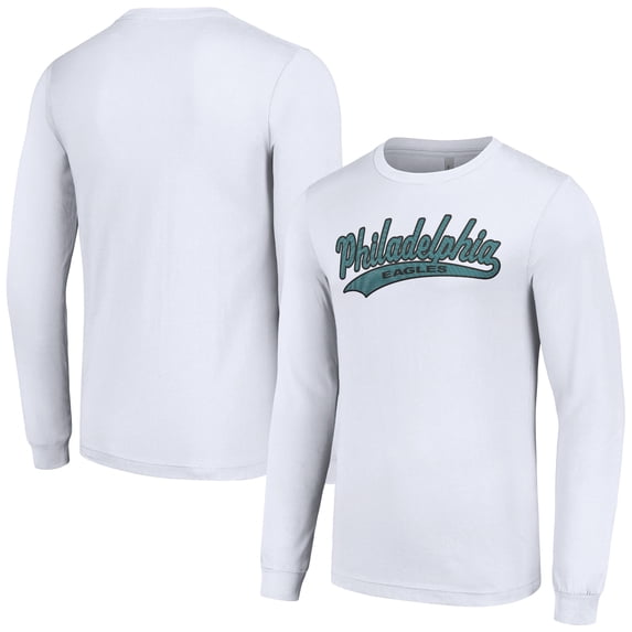 Men's Starter White Philadelphia Eagles Tailsweep Long Sleeve T-Shirt