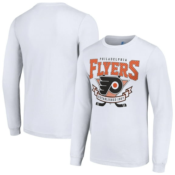 Men's Starter White Philadelphia Flyers Team Logo Graphic Long Sleeve T-Shirt