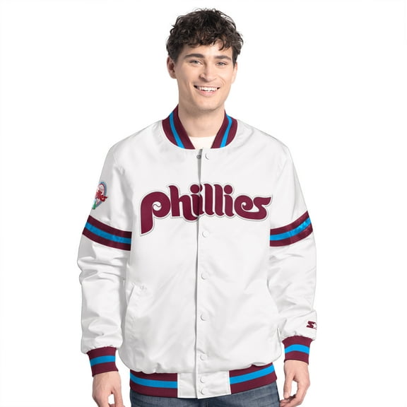 Men's-Starter  White Philadelphia Phillies Cooperstown Scout Full-Snap Varsity Jacket