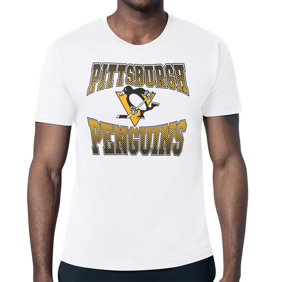 Men's Starter White Pittsburgh Penguins Comic Style Team Graphic T-Shirt