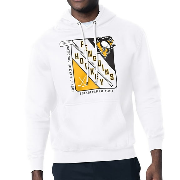 Men's Starter White Pittsburgh Penguins Shield Logo Pullover Hoodie