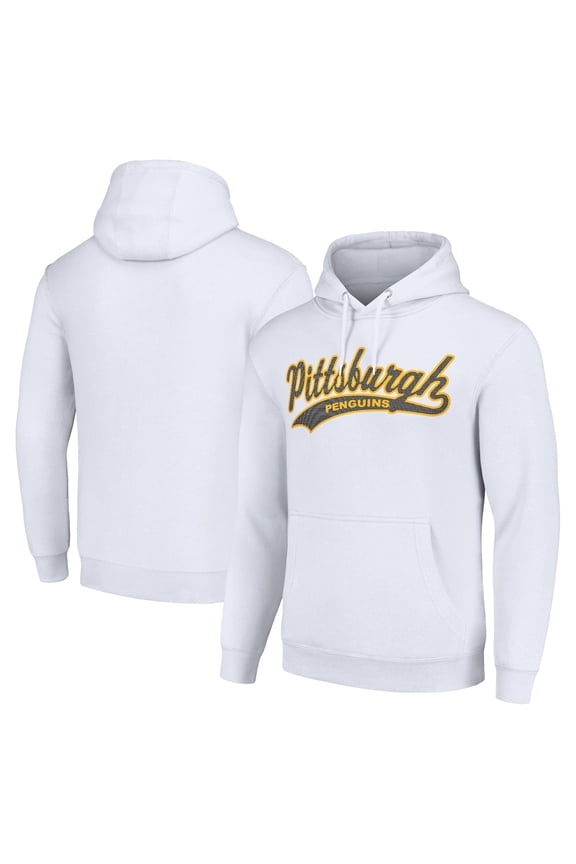 Men's Starter White Pittsburgh Penguins Tailsweep Fleece Tri-Blend Pullover Hoodie