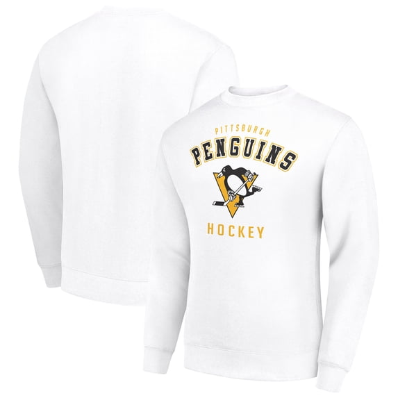 Men's Starter White Pittsburgh Penguins Team Logo Fleece Pullover Sweatshirt