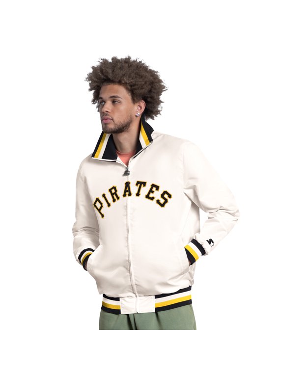 Men's Starter White Pittsburgh Pirates The Captain Cooperstown Logo Full-Zip Varsity Jacket