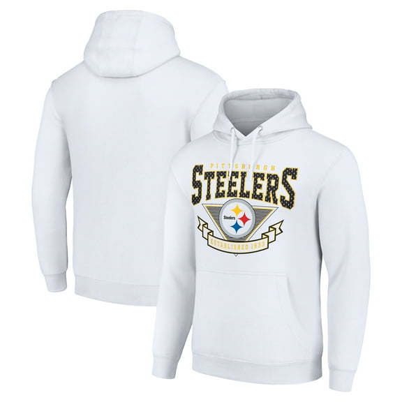 Men's Starter White Pittsburgh Steelers -80s Inspired Pullover Hoodie