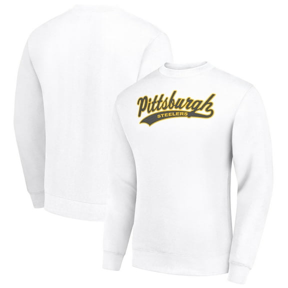 Men's Starter White Pittsburgh Steelers Tailsweep Team Graphic Tri-Blend Fleece Pullover Sweatshirt