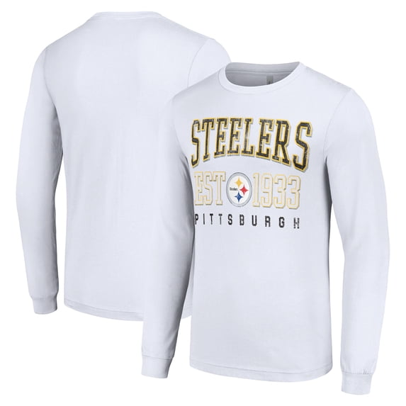Men's Starter White Pittsburgh Steelers Throwback Logo Long Sleeve T-Shirt