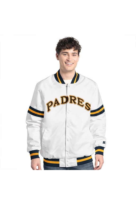 Men's-Starter White San Diego Padres Cooperstown Scout Full-Snap Varsity Jacket