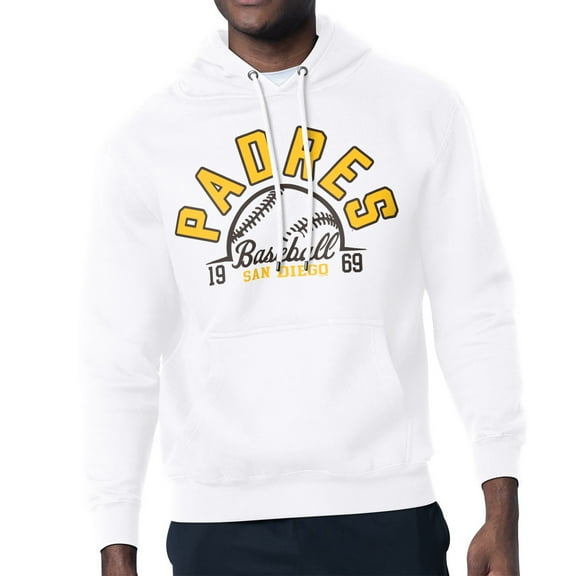 Men's Starter White San Diego Padres Half Ball Team Graphic Pullover Hoodie