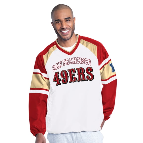 Men's Starter White San Francisco 49ers Infield Play Raglan Pullover Jacket