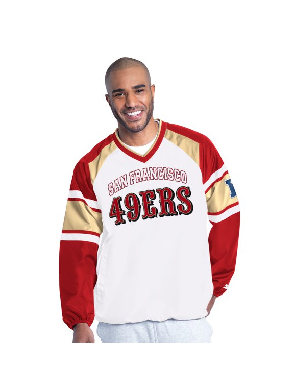 Men's Starter White San Francisco 49ers Infield Play Raglan Pullover Jacket