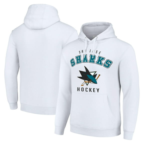 Men's Starter White San Jose Sharks  Logo Pullover Hoodie