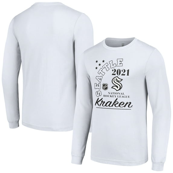 Men's Starter White Seattle Kraken Arch City Theme Graphic Long Sleeve T-Shirt
