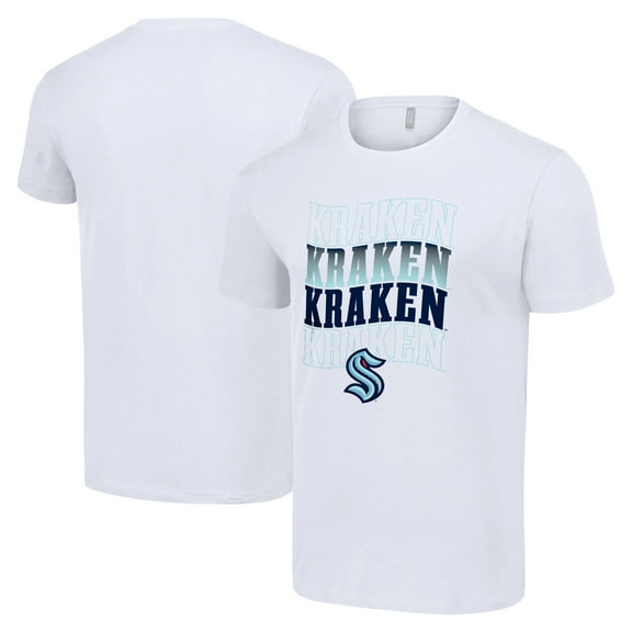 Men's Starter White Seattle Kraken Four Team Name Logo T-Shirt