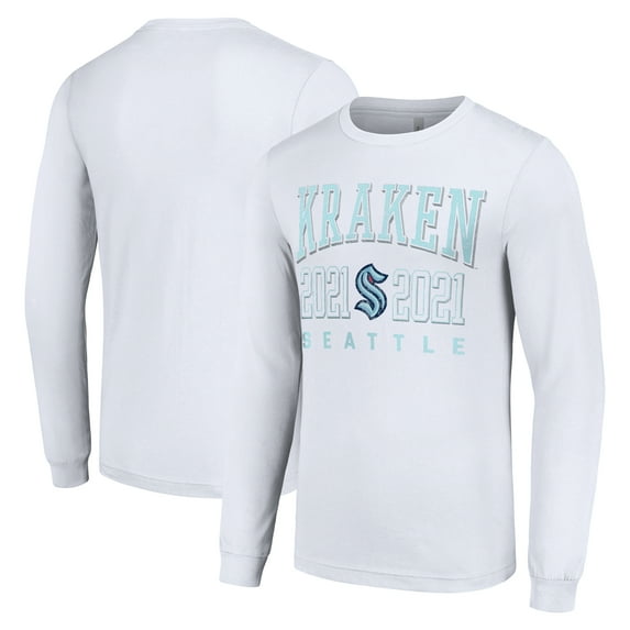 Men's Starter White Seattle Kraken Logo Graphic Long Sleeve T-Shirt