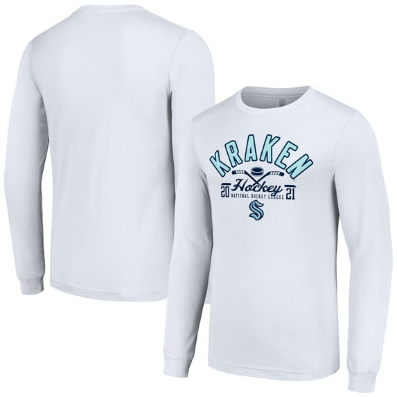 Men's Starter White Seattle Kraken Puck Long Sleeve T-Shirt