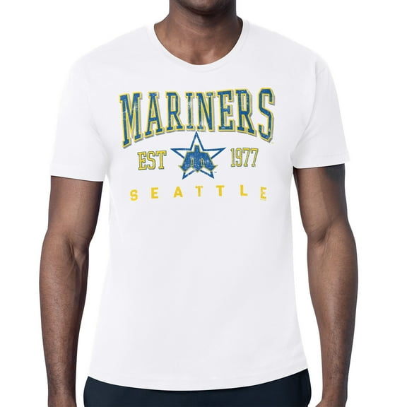 Men's Starter White Seattle Mariners Distressed Logo T-Shirt