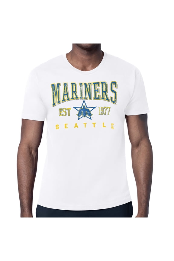 Men's Starter White Seattle Mariners Distressed Logo T-Shirt