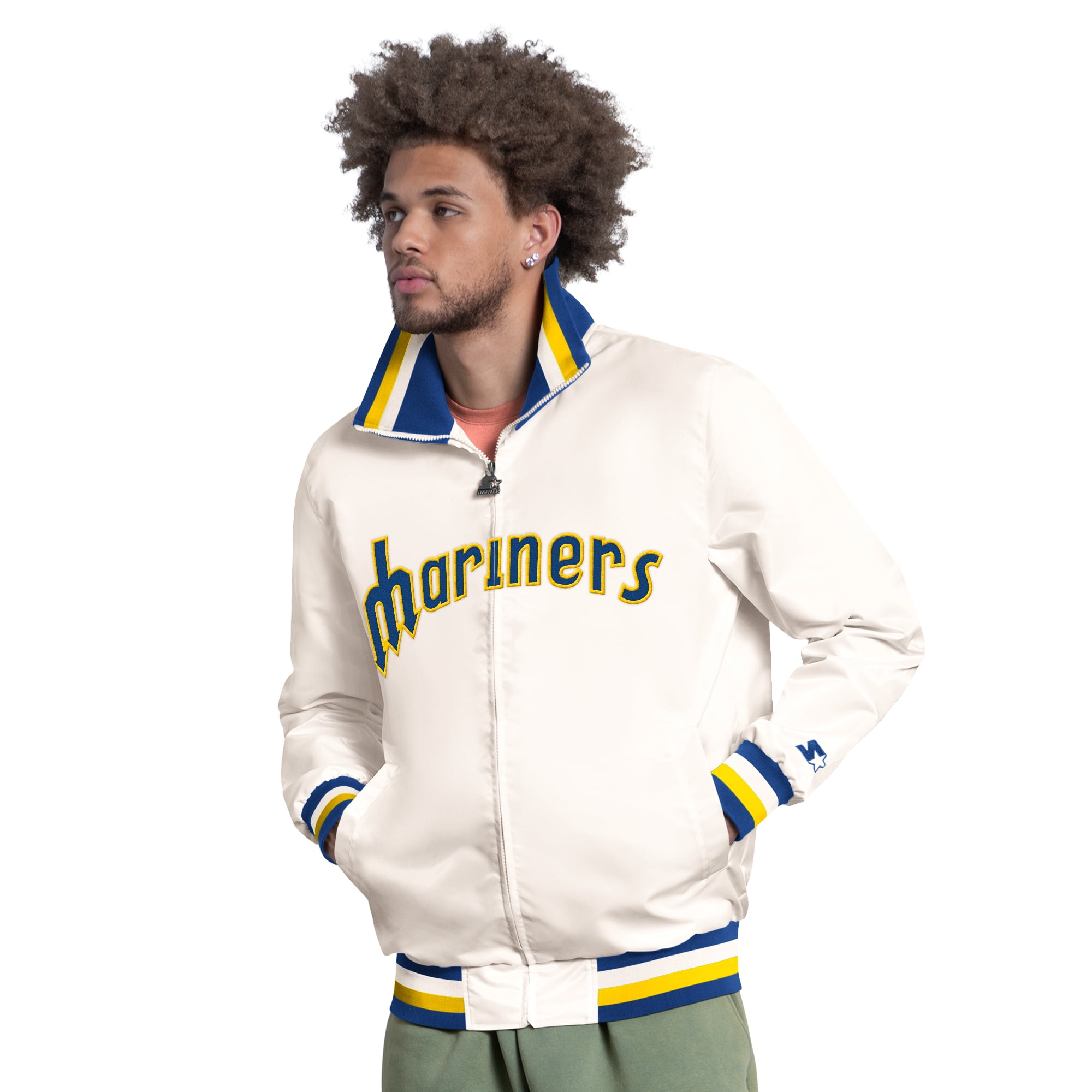 Men's Starter White Seattle Mariners The Captain Cooperstown Logo