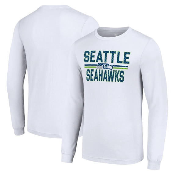 Men's Starter White Seattle Seahawks Team Mesh Print Graphic Long Sleeve T-Shirt