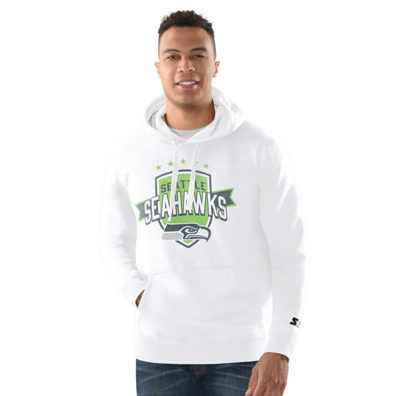 Men's Starter White Seattle Seahawks Vintage Pullover Hoodie