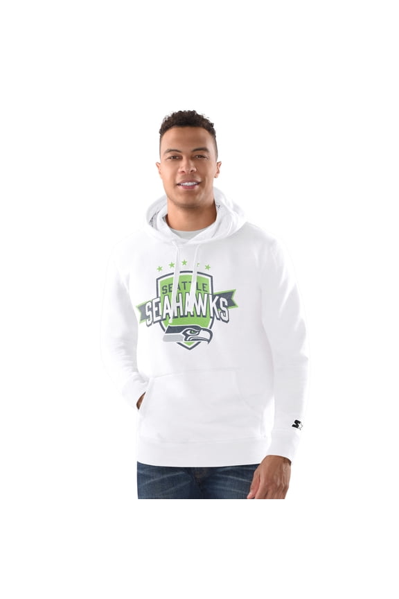 Men's Starter White Seattle Seahawks Vintage Pullover Hoodie