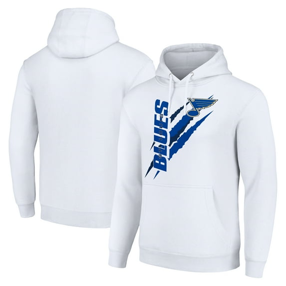 Men's Starter White St. Louis Blues Color Scratch Fleece Pullover Hoodie