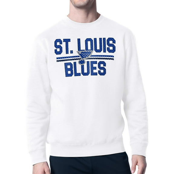 Men's Starter White St. Louis Blues Mesh Look Team Name Logo Pullover Sweatshirt