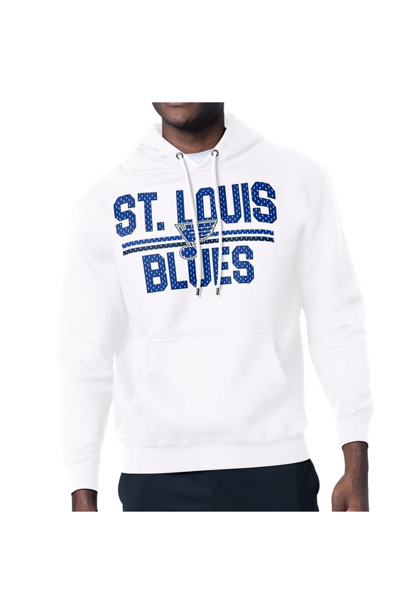 Men's Starter White St. Louis Blues Mesh Look Team Name Logo Tri-Blend Pullover Hoodie