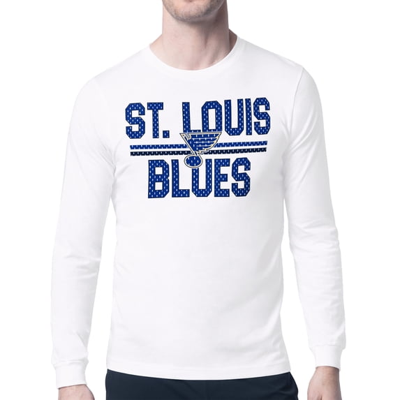 Men's Starter White St. Louis Blues Mesh Look Team Name Long Sleeve T-Shirt