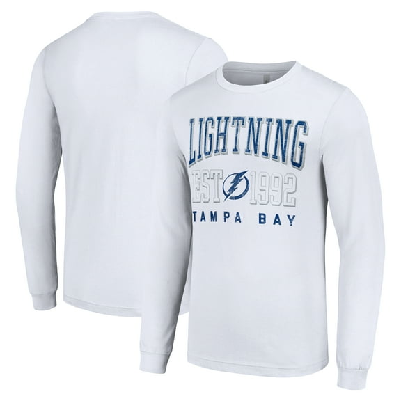 Men's Starter White Tampa Bay Lightning Logo Graphic Long Sleeve T-Shirt