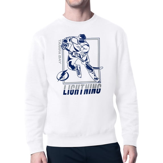 Men's Starter White Tampa Bay Lightning Player Grid Fleece Pullover Sweatshirt