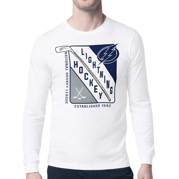 Men's Starter White Tampa Bay Lightning Shield Long Sleeve Graphic T-Shirt