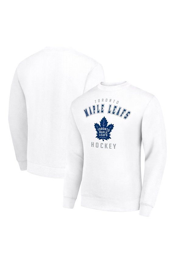Men's Starter White Toronto Maple Leafs Team Logo Fleece Pullover Sweatshirt