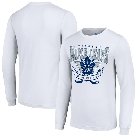 Men's Starter White Toronto Maple Leafs Team Logo Graphic Long Sleeve T-Shirt