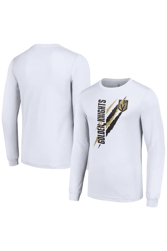 Men's Starter White Vegas Golden Knights Color Scratch Long-Sleeve T-Shirt