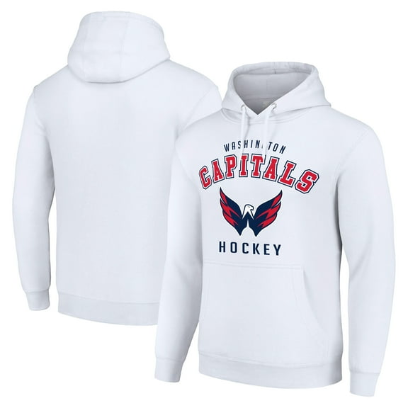 Men's Starter White Washington Capitals  Logo Pullover Hoodie