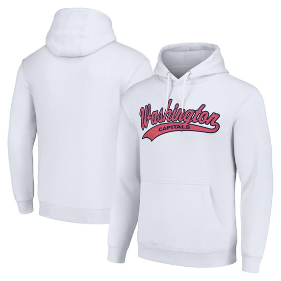 Men's Starter White Washington Capitals Tailsweep Fleece Tri-Blend Pullover Hoodie