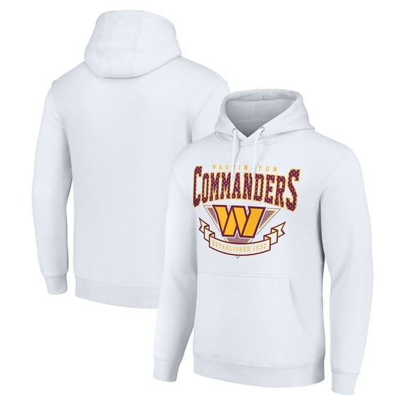 Men's Starter White Washington Commanders -80s Inspired Pullover Hoodie