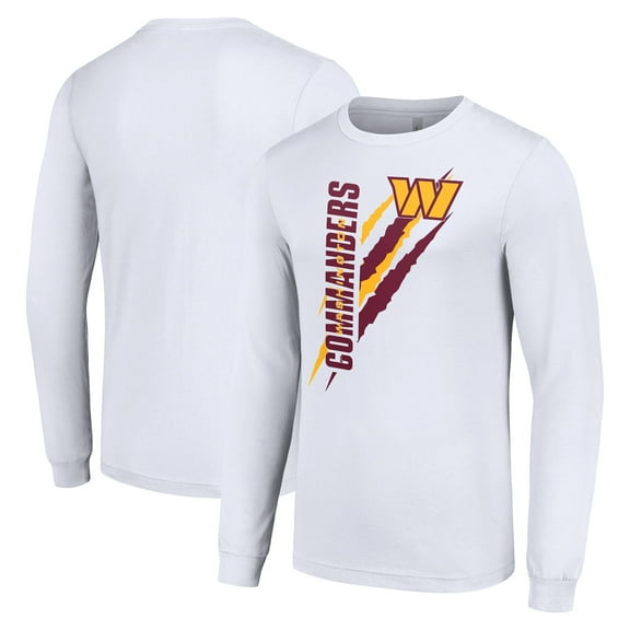 Men's Starter White Washington Commanders Color Scratch Long Sleeve T-Shirt