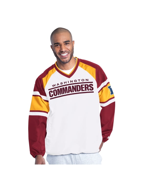 Men's Starter White Washington Commanders Infield Play Raglan Pullover Jacket