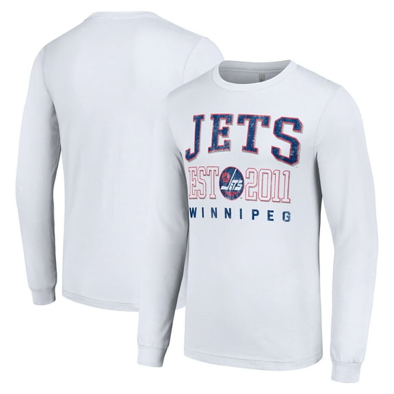 Men's Starter White Winnipeg Jets Retro Graphic Long Sleeve Crew T-Shirt