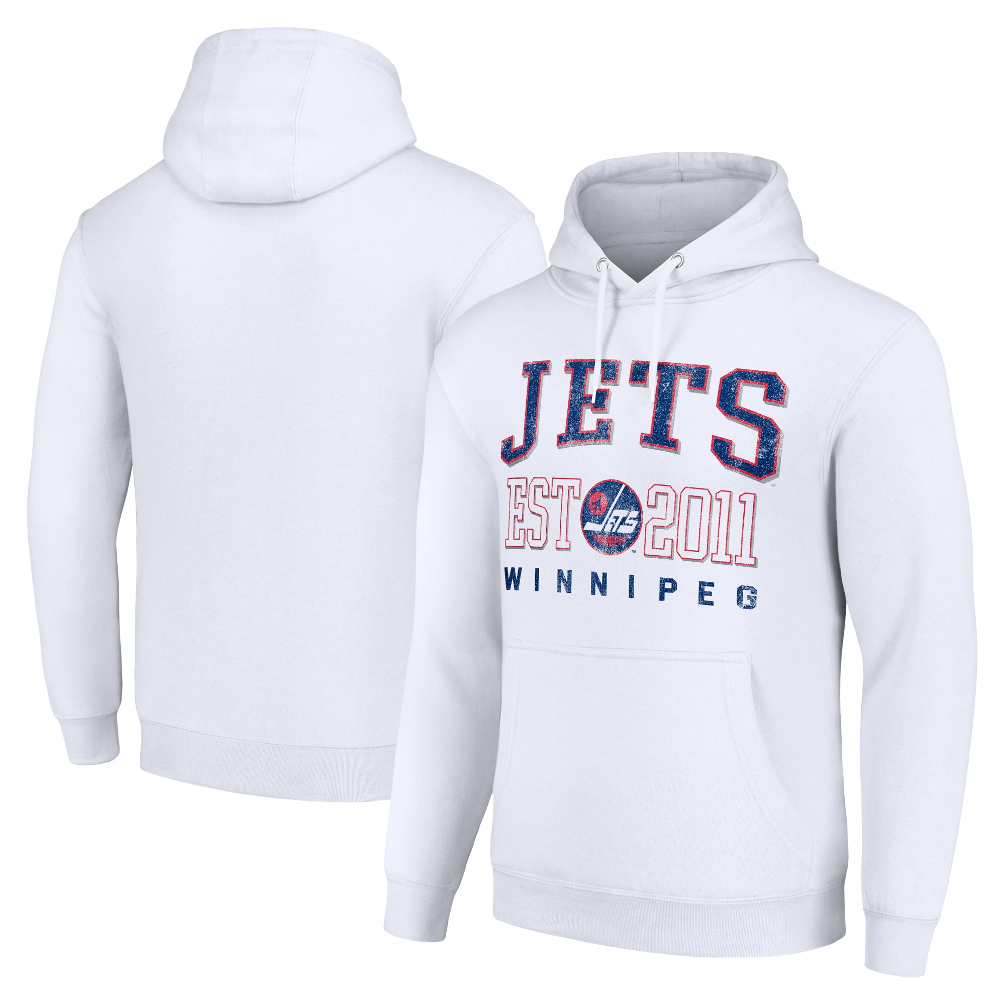 Men's Starter White Winnipeg Jets Retro Graphic Pullover Hoodie