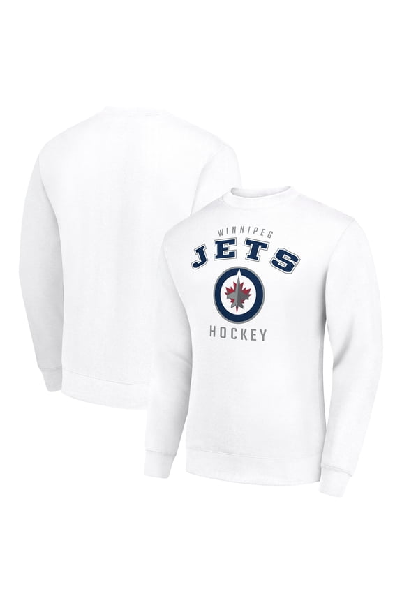 Men's Starter White Winnipeg Jets Team Logo Fleece Pullover Sweatshirt